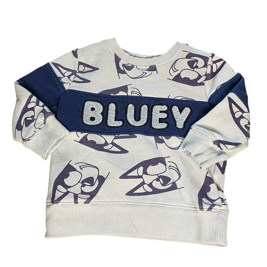 Bluey light blue graphic textured lettering crew sweatshirt SIZE 2T