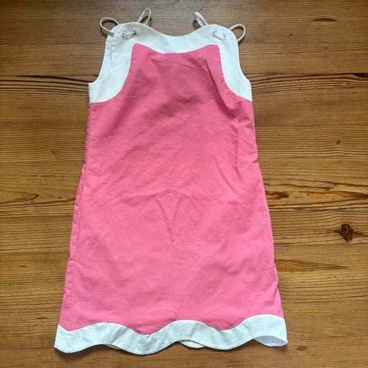 Aureum pink white linen modern two toned scallop mini dress SIZE S