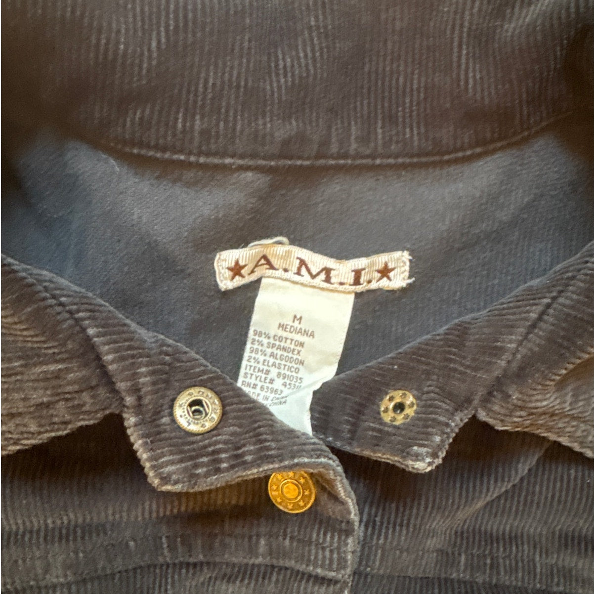 A.M.I. y2k black corduroy snap blazer short jacket SIZE M