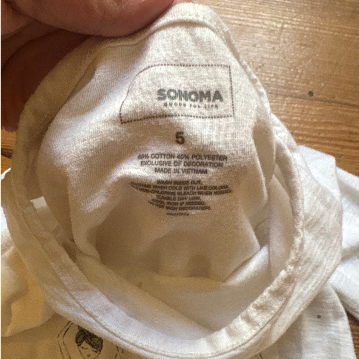 Sonoma white lace trim long sleeve ballet girls shirt SIZE 5