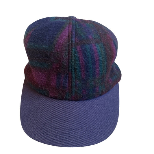 Totes blue red green plaid pattern fleece fabric hat