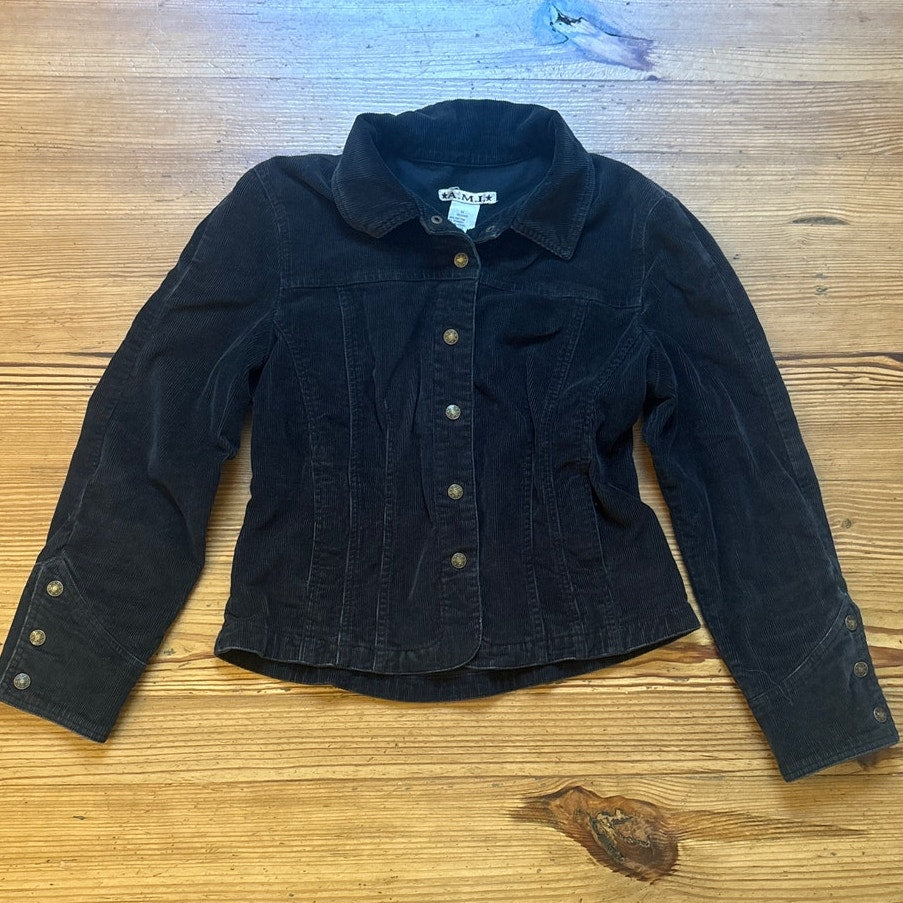 A.M.I. y2k black corduroy snap blazer short jacket SIZE M