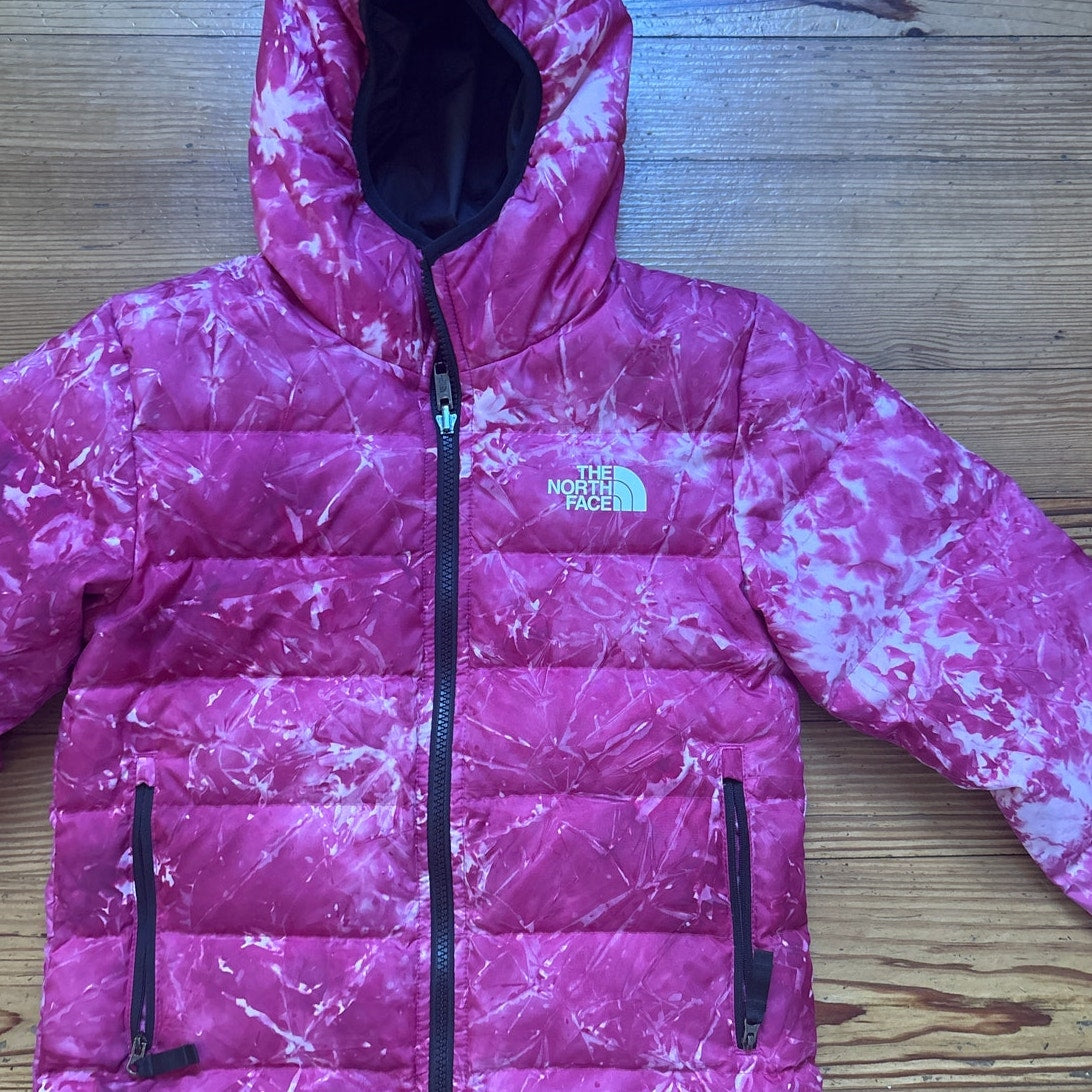 The North Face black pink reversible hooded girls puffer warm coat SIZE 10