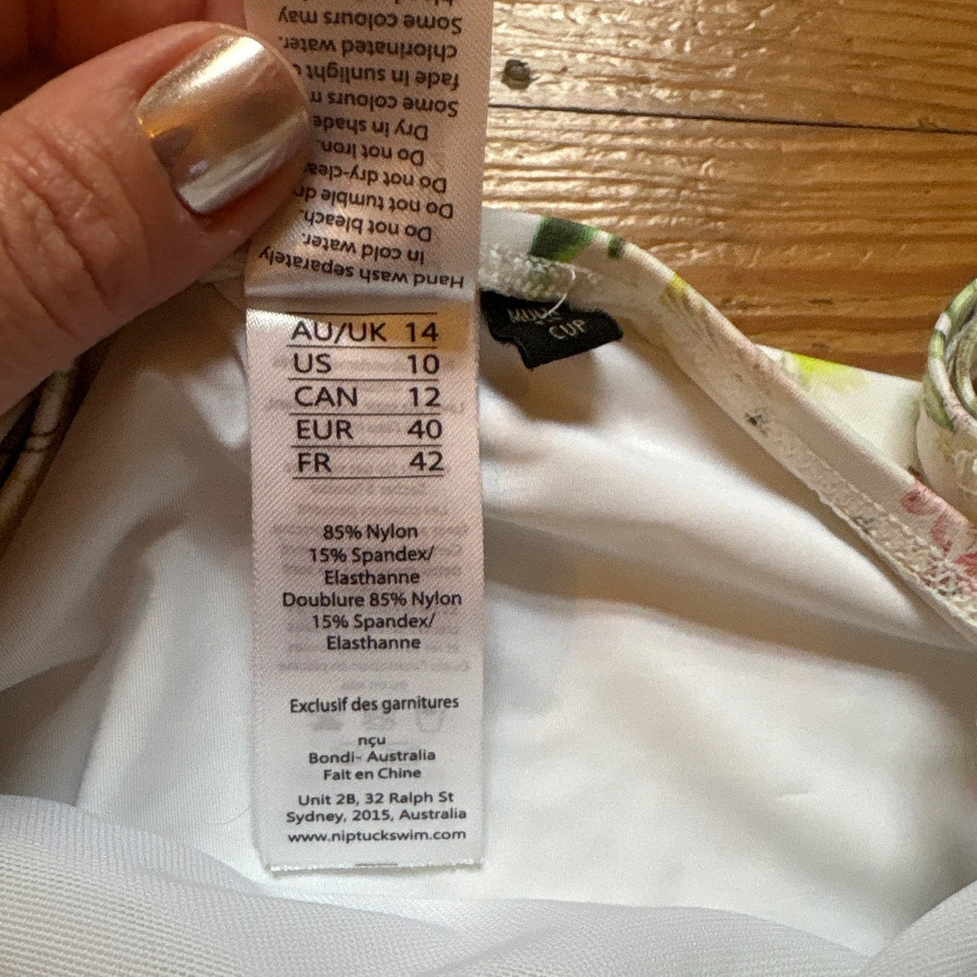 NipTuck Swim white floral bustier full coverage one piece swimsuits SIZE 10