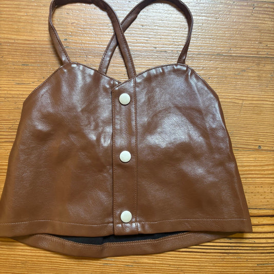 Shein dark brown faux leather tank skirt girls set SIZE 6
