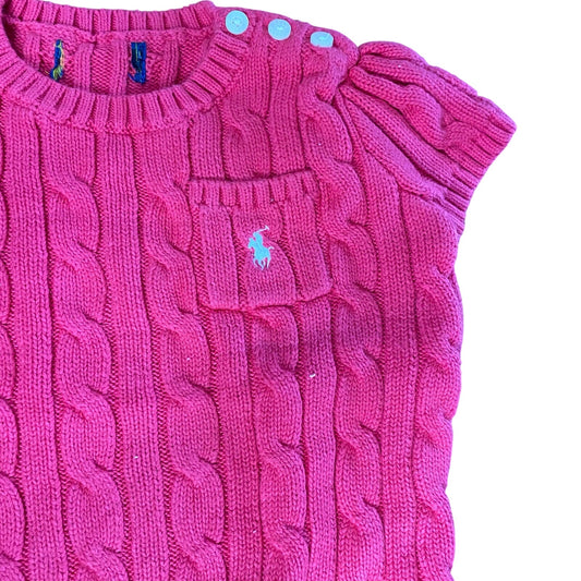 Polo Ralph Lauren pink cable knit short sleeve sweater SIZE 18M