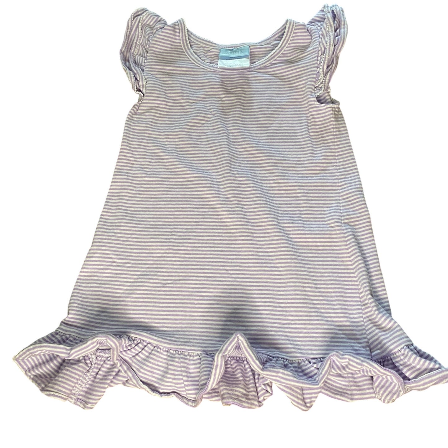 Classic Whimsy purple white striped short sleeve ruffle accent dress SIZE 3T