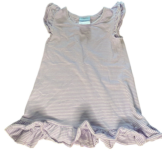 Classic Whimsy purple white striped short sleeve ruffle accent dress SIZE 3T