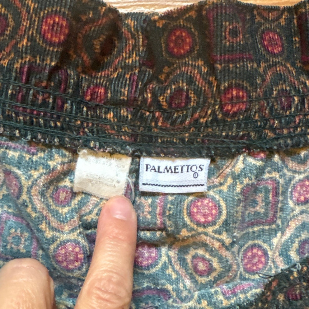 Palmetto's dark pattern corduroy elastic high waistband long dad shorts SIZE M/L