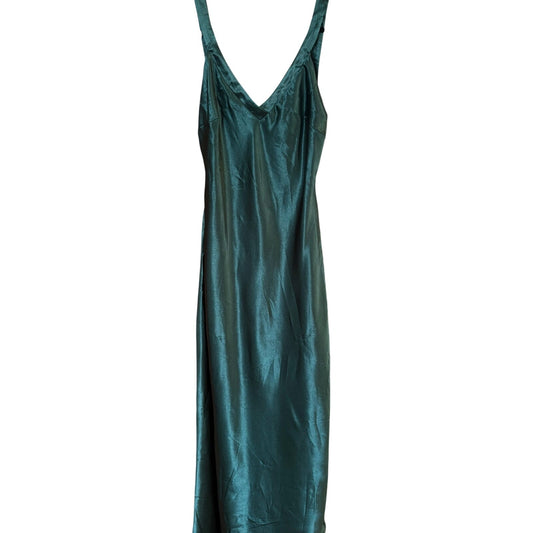 NWT Lulus dark green satin low back long formal gown dress SIZE L