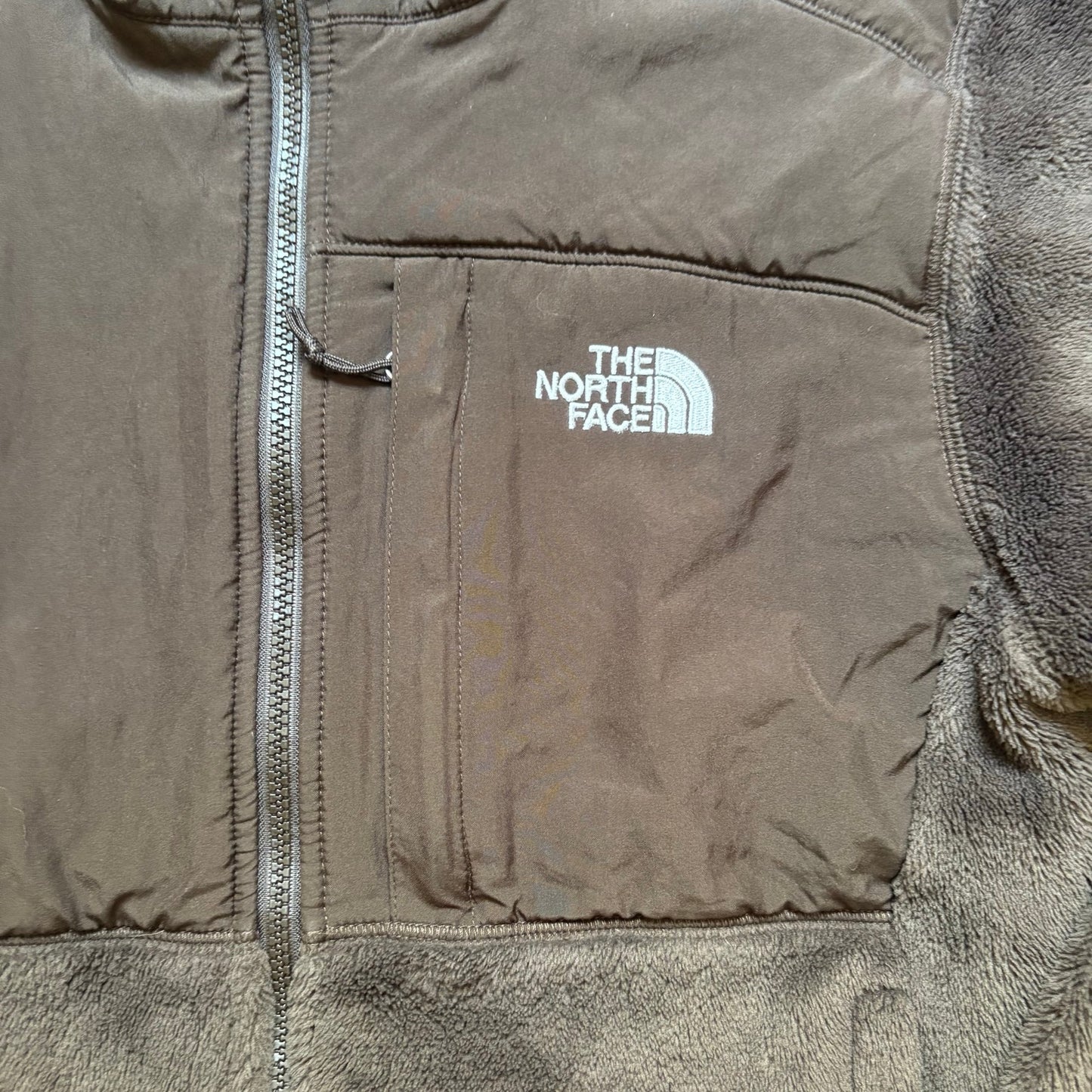 The North Face dark brown fleece full zip sweater SIZE M