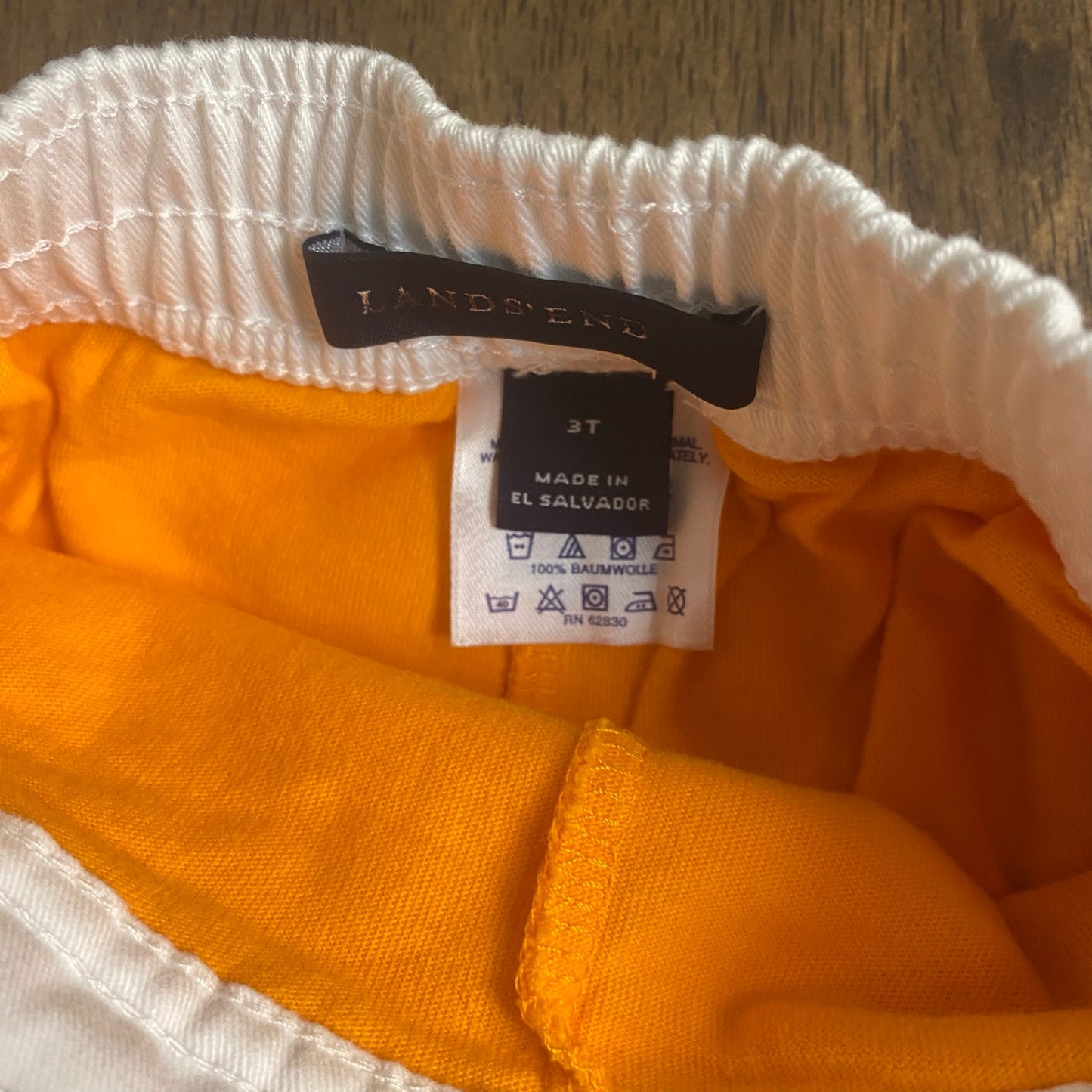 Lands' End orange ruffle bottom pull on shorts lined skirt SIZE 3T