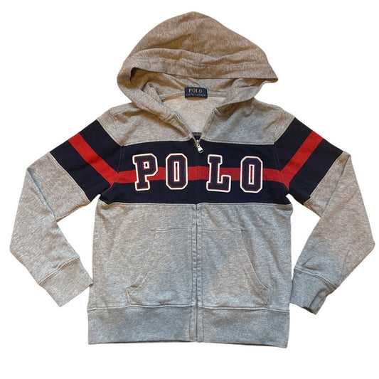 Polo by Ralph Lauren light gray logo full zip hooded sweatshirt SIZE S