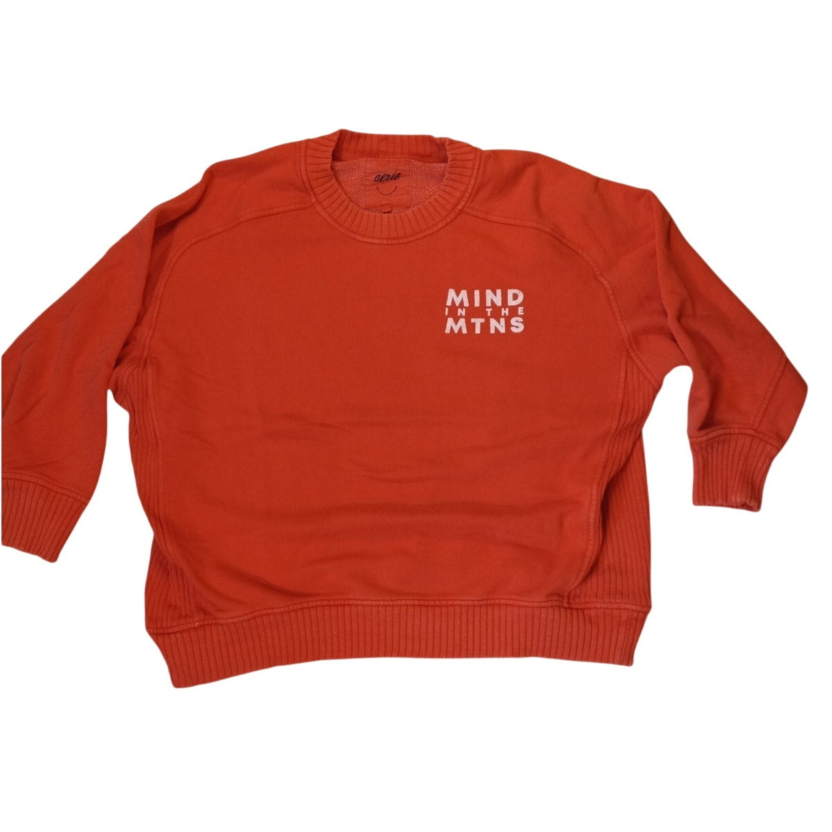 Aerie red Mind in the Mountains ribbed side crew sweatshirt SIZE M