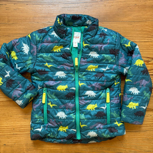 Cat & Jack green colorful dinosaur full zip puffer toddler coat SIZE 4T