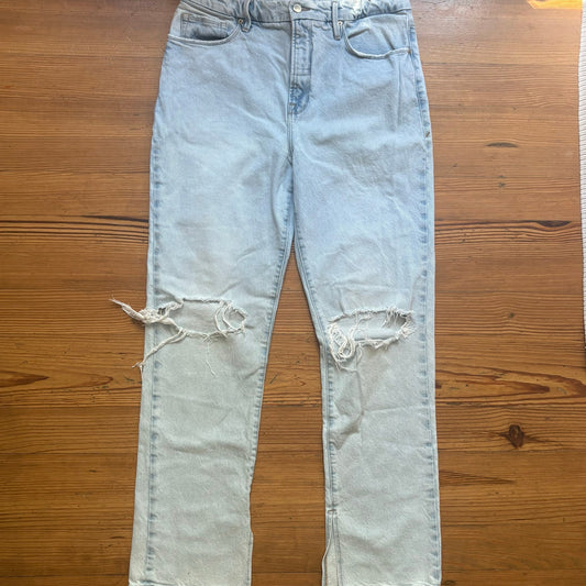 Good American 90s light was distressed baggy straight leg jeans SIZE 12
