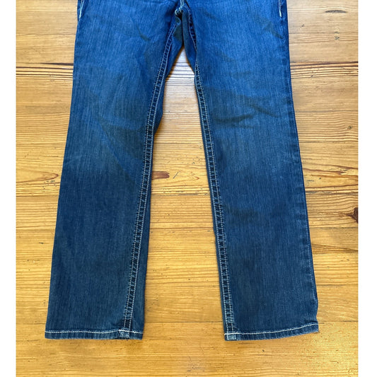 Ariat dark wash white stitching boot cut mens jeans SIZE 34