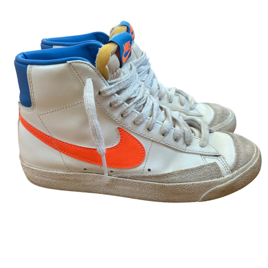 Nike Blazers white royal blue neon orange high top lace up sneakers SIZE 7