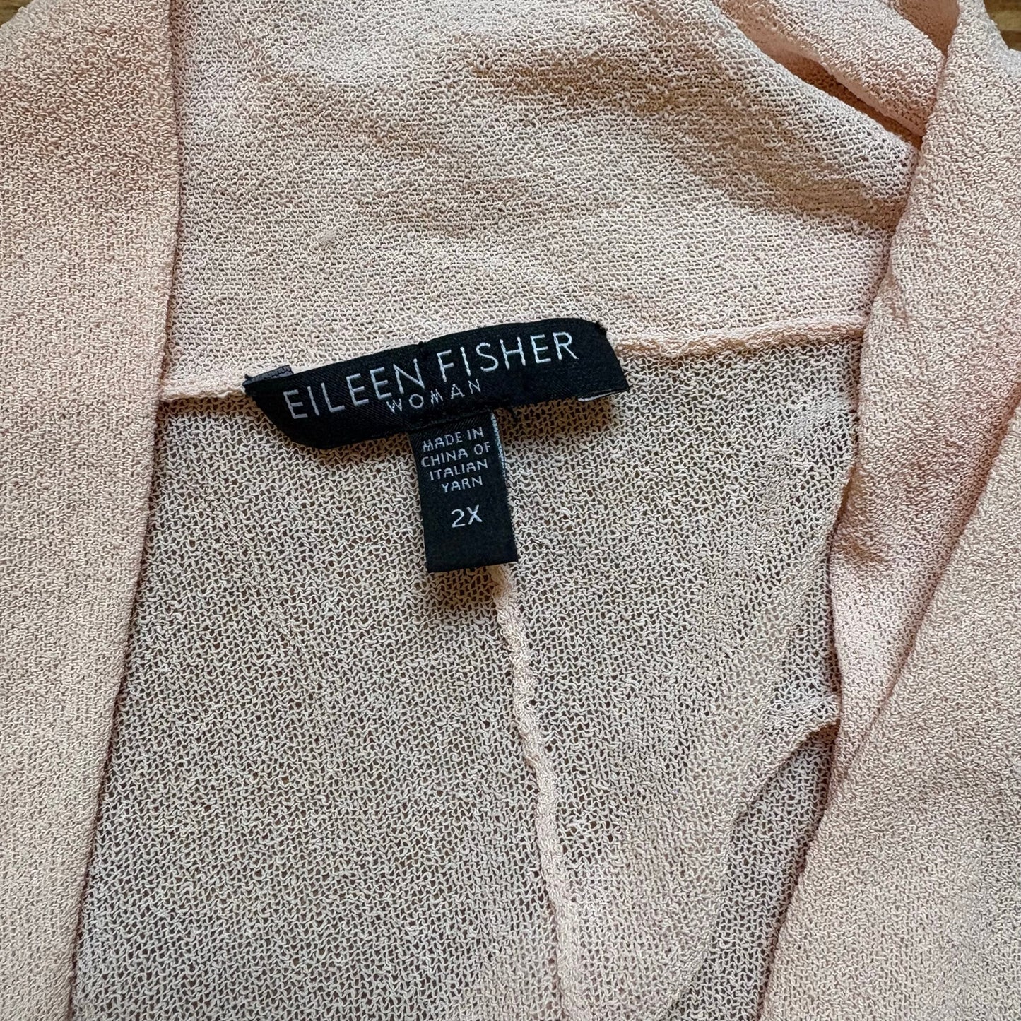 Eileen Fisher light blush pink sheer open cardigan sweater SIZE 2X