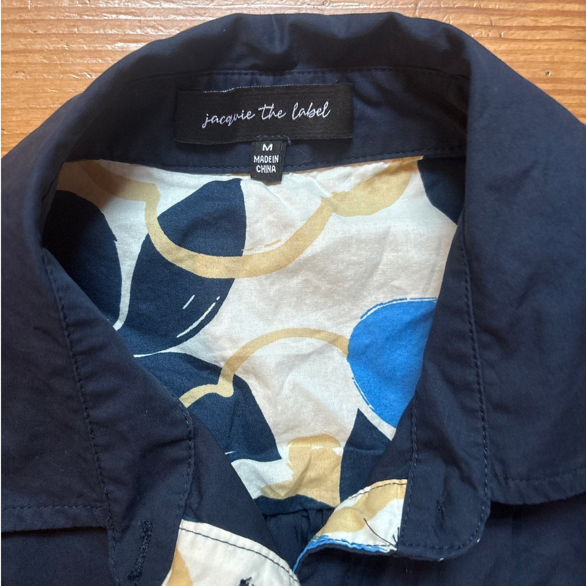 Jacquie The Label navy blue sleeveless tie waist collared shirt dress SIZE M