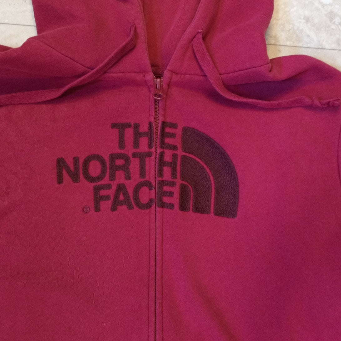 The North Face magenta full zip graphic womens hoodie sweatshirt SIZE XL