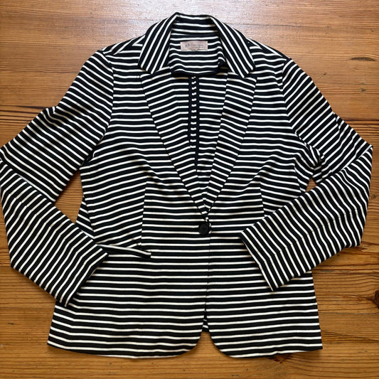 Philosophy black white horizontal striped button cotton blazer SIZE XL