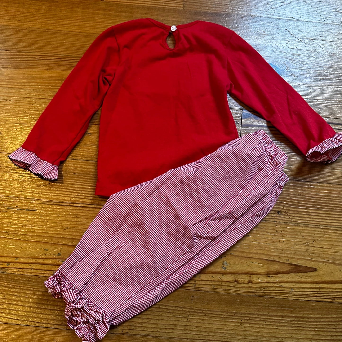 Classic Whimsy red smocked Minnie Mouse long sleeve pant set SIZE 18M