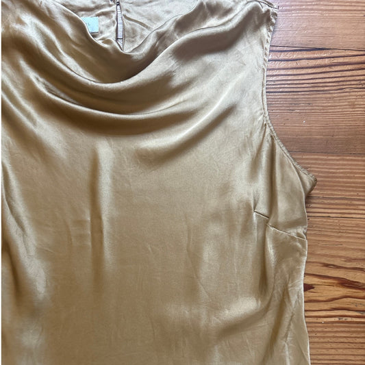 Susan Bristol gold silk cowl neck sleeveless glam tank SIZE 14