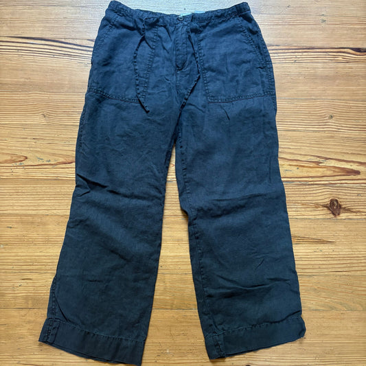 Old Navy black linen y2k cropped wide leg cargo drawstring pants SIZE 4