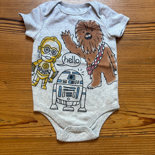 Star Wars character graphic gray short sleeve baby one piece SIZE 12M
