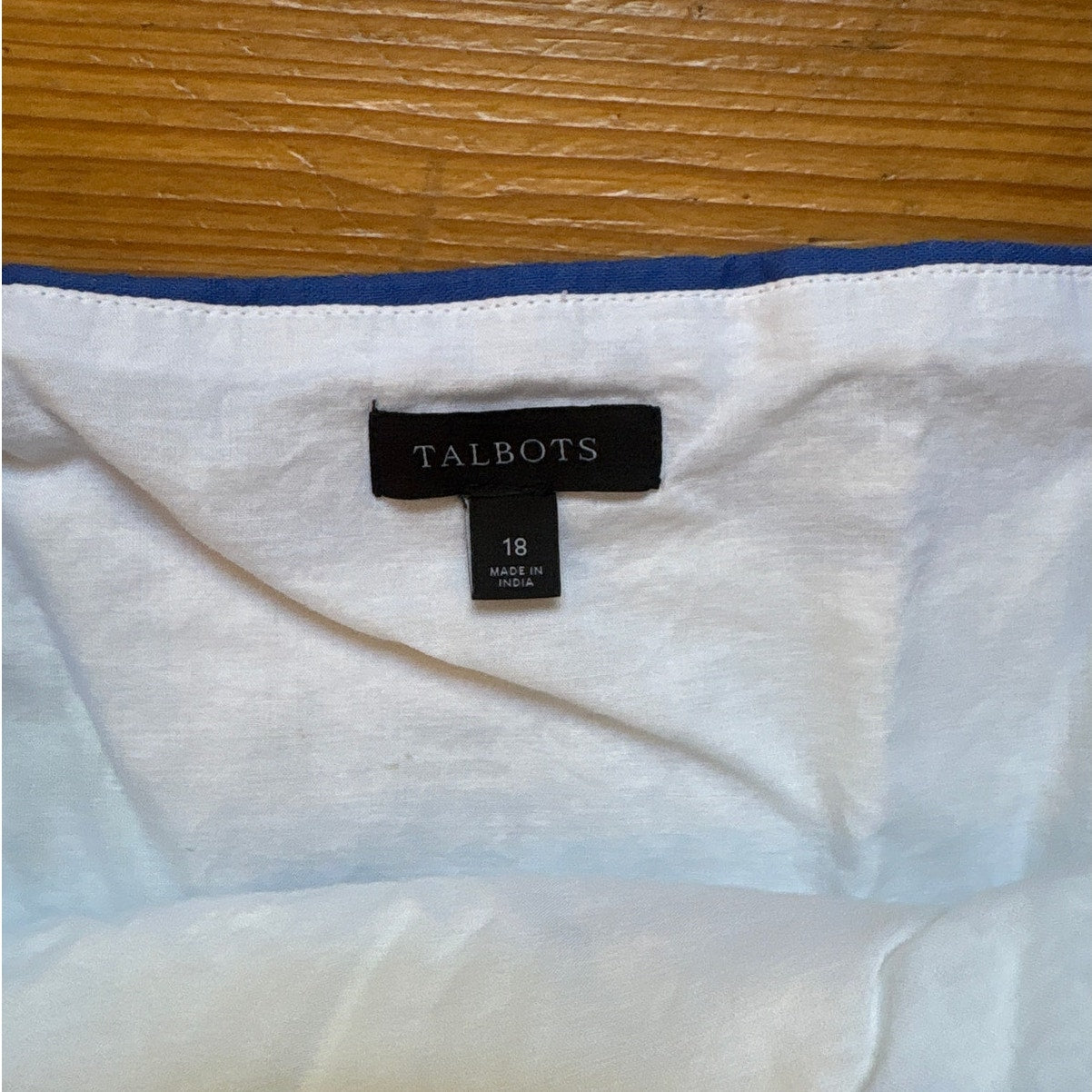 Talbots white blue trim coastal scene linen cotton shift dress SIZE 18