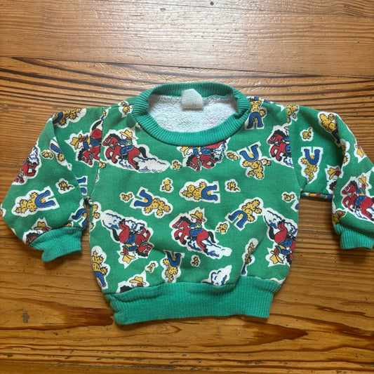 Hopscotch vintage 90s green cowboy western crew sweatshirt SIZE 12M