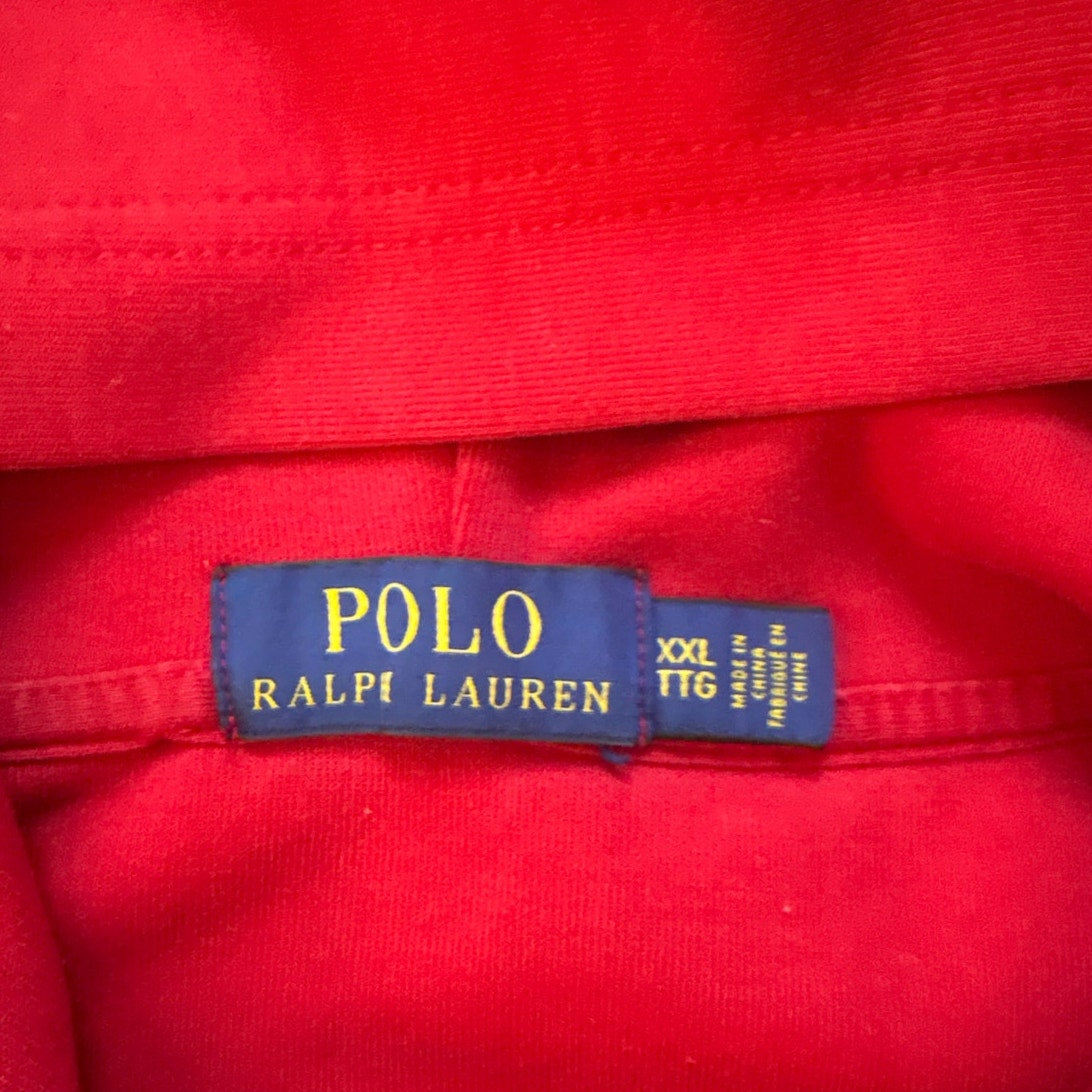 Polo Ralph Lauren red navy poly full zip hooded sweatshirt SIZE XXL