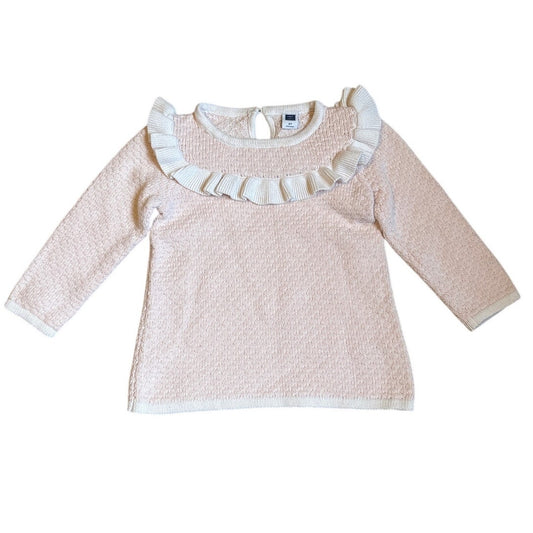 Janie and Jack blush pink white ruffle knit long sleeve sweater SIZE 2T