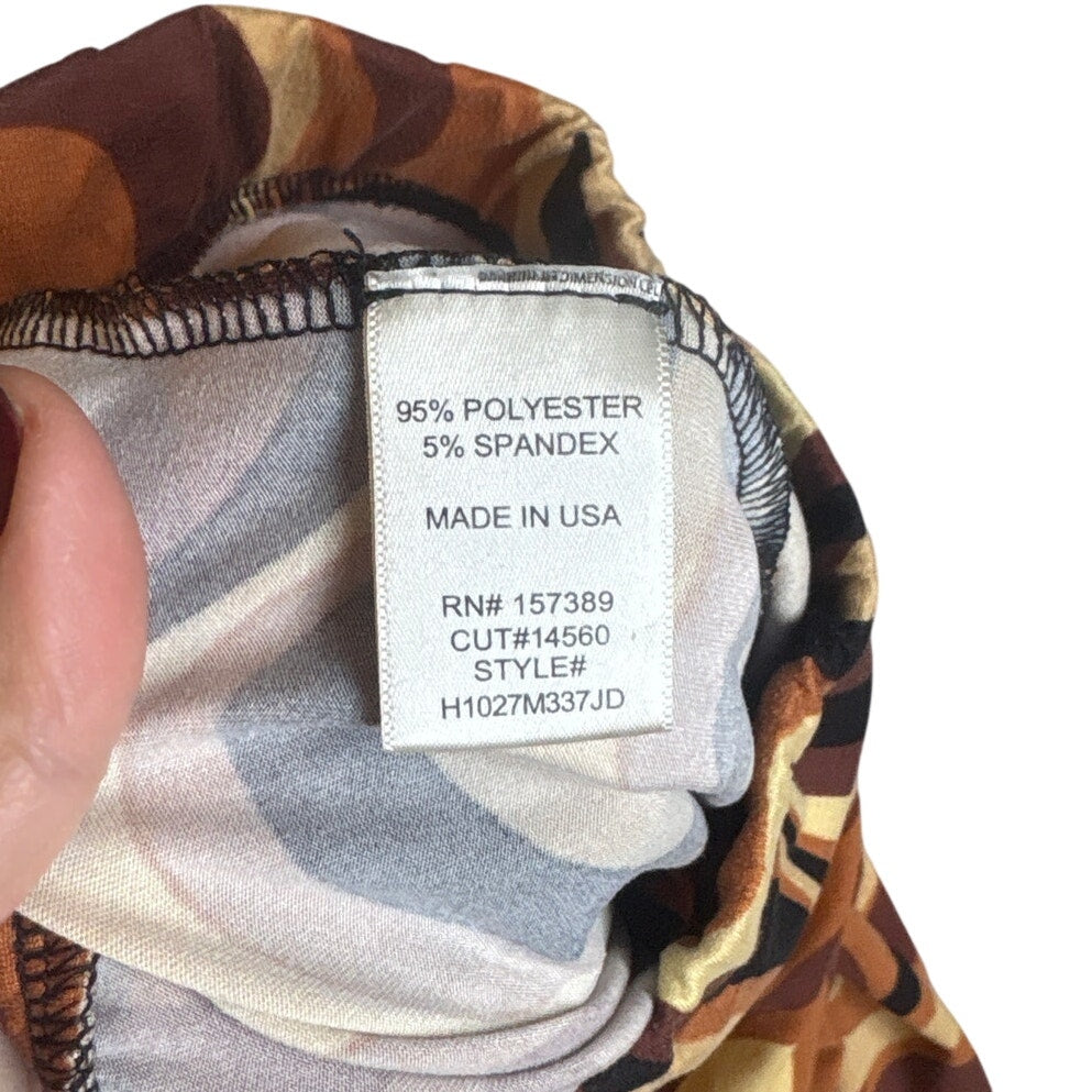 Altar'd State brown 70s marble swirl pull on flare leg stretch pants SIZE S