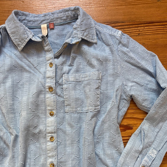 Pilcro light blue cotton lace back western long sleeve button up shirt SIZE XS