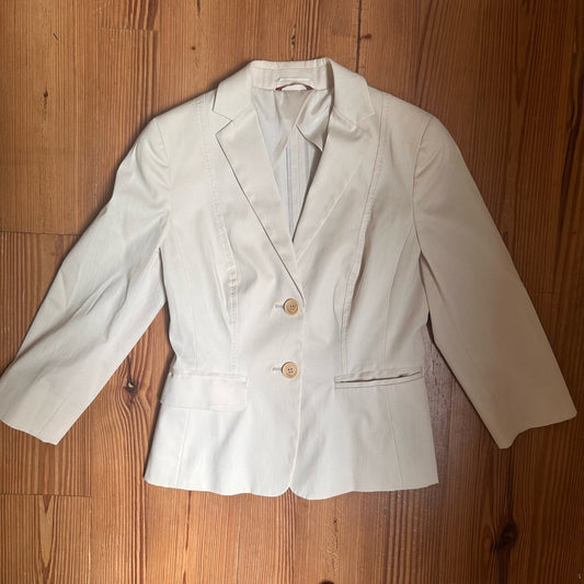 Max Mara beige quarter sleeve womens blazer jacket SIZE 2