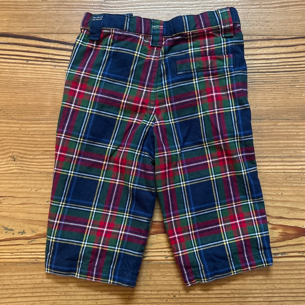 U.S. Polo Assn. red blue plaid holiday adjustable waist baby pants SIZE 12M
