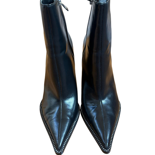 NWT ZARA black pointed toe stiletto jeweled sole heeled booties SIZE 10