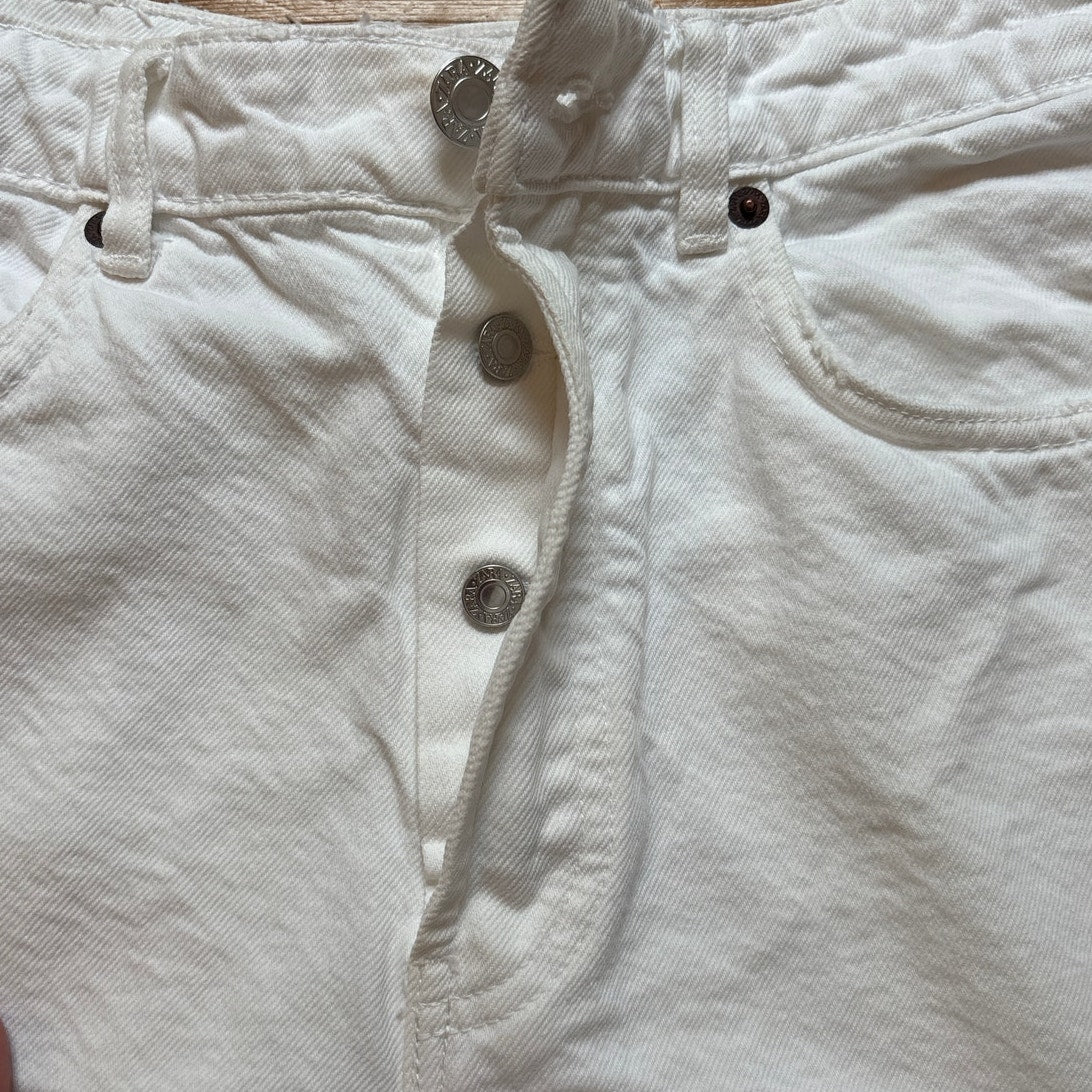 Zara white high rise button fly cut off jean shorts SIZE 6