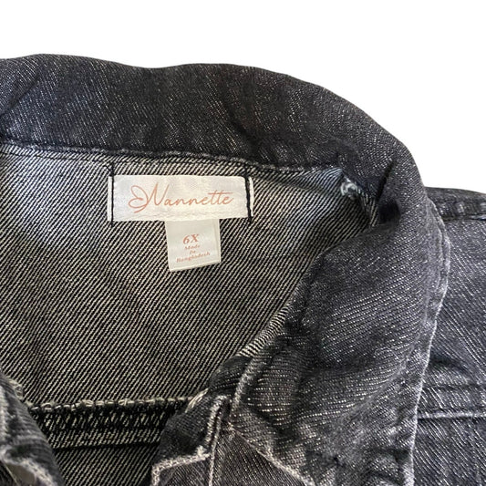Nannette black jean cropped heart pocket snap jacket SIZE 6