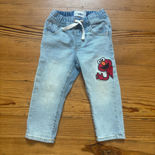 Gap Sesame Street Elmo Cookie Monster light wash slim toddler jeans SIZE 2T
