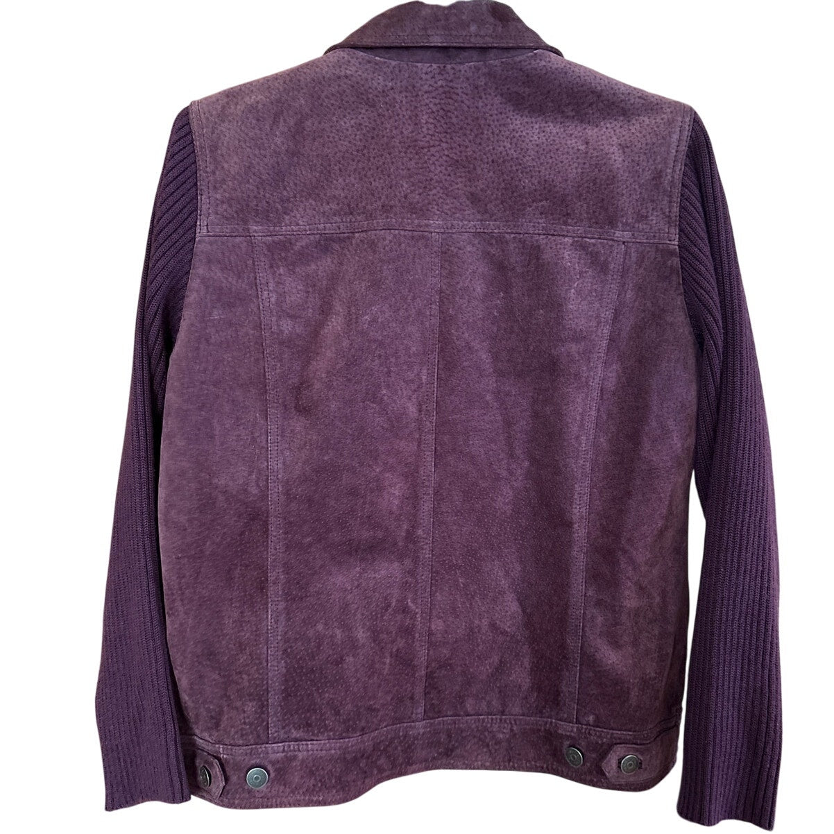 Relativity plum purple leather sweater sleeve button bomber jacket SIZE M
