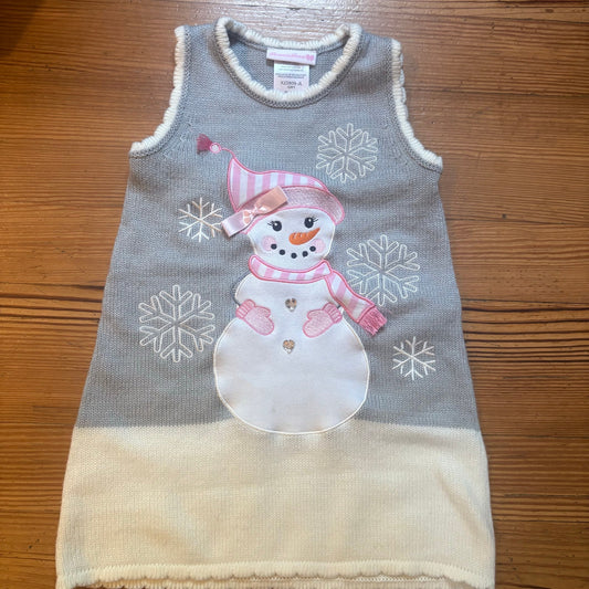 Bonnie Jean gray white snowman knit sleeveless girls dress SIZE 4
