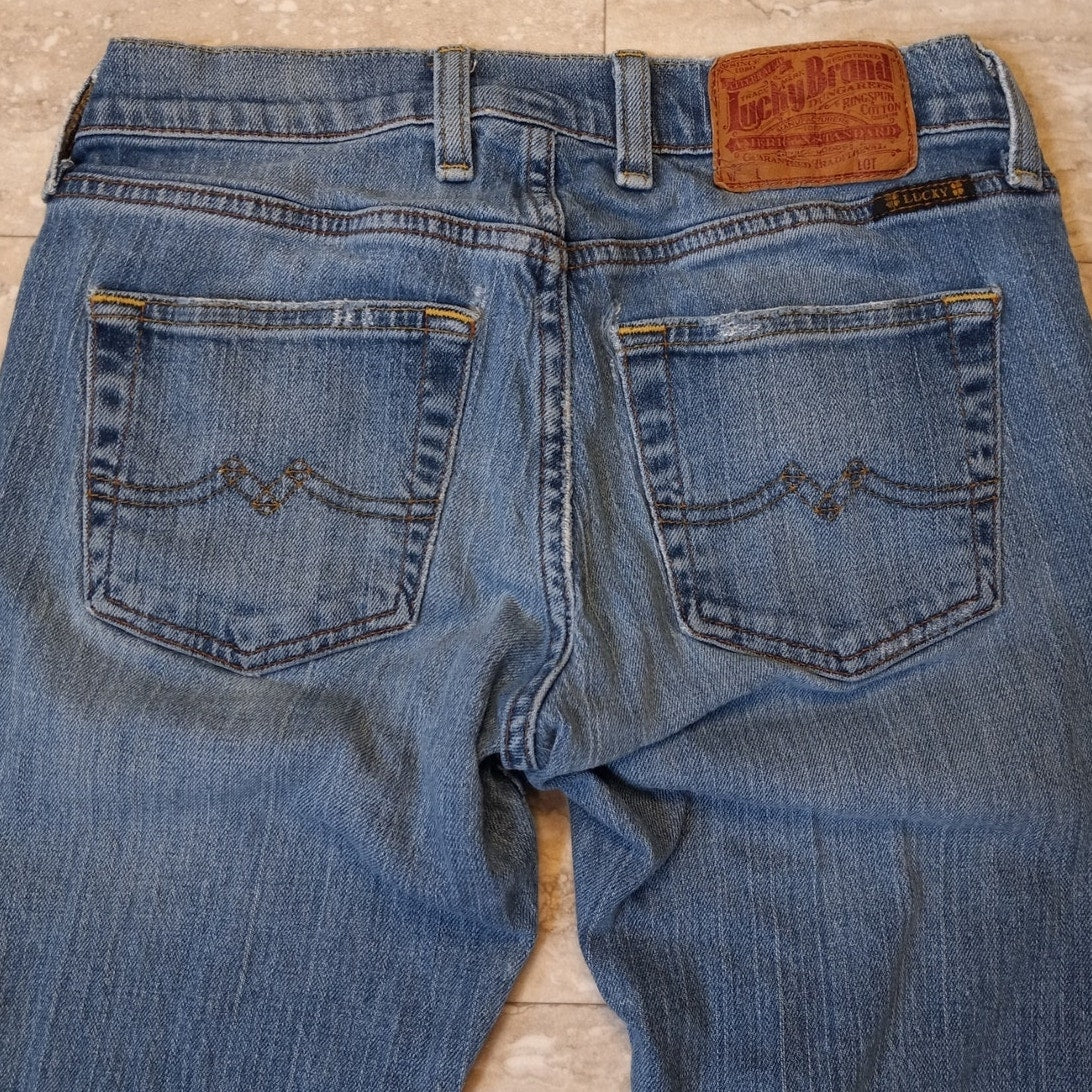 Lucky Brand Dungarees y2k medium wash low rise denim womens jeans SIZE 00