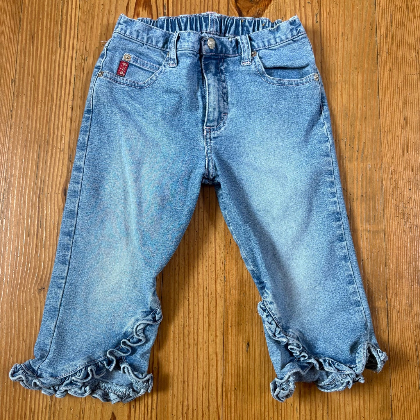 Mudd retro light blue ruffle bottom cropped girls jeans SIZE 6