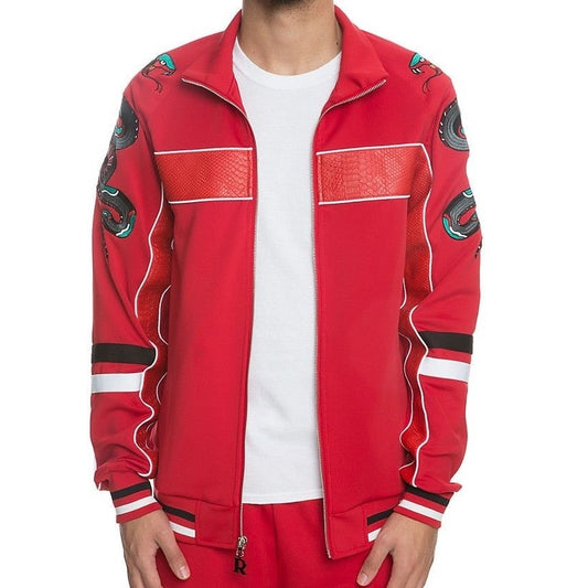 Reason Clothing Viper Track jacket red snake embroidered cobra skin rose SIZE XL