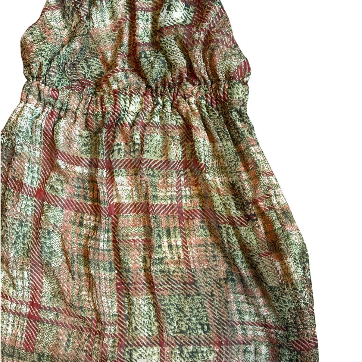 Charlotte Russe brown green boho pattern tie neck halter top SIZE S