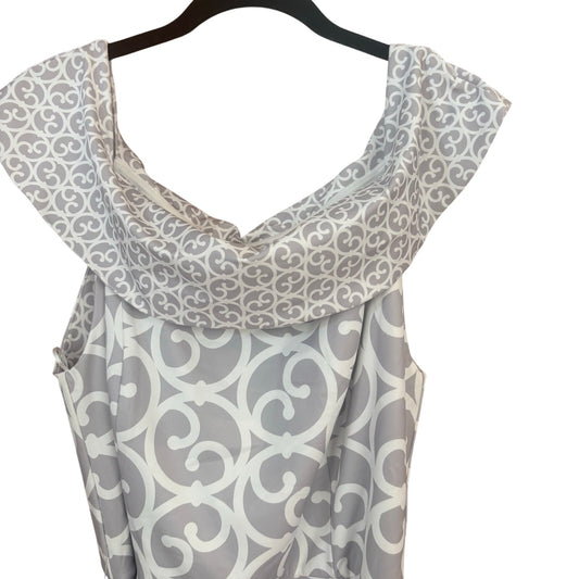 NWT Gretchen Scott Heavens Gate gray white off shoulder dress SIZE XL