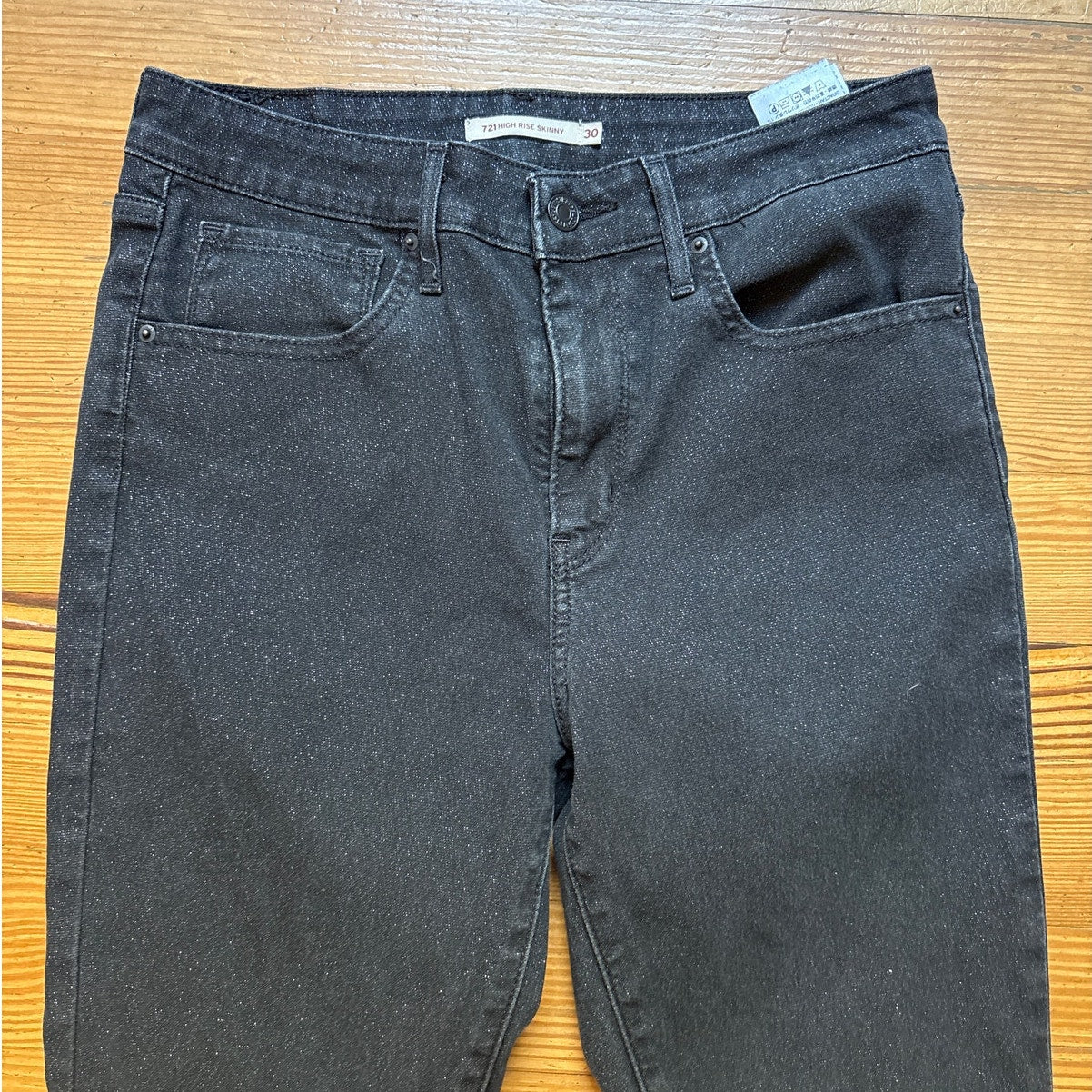 Levi's black glitter metallic threading high rise skinny jeans SIZE 30